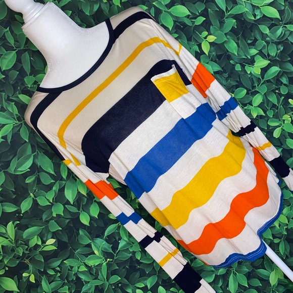 STRIPED LIGHTWEIGHT LONG-SLEEVE POCKET SHIRT · SIZE L · NWT - Picture 2 of 6